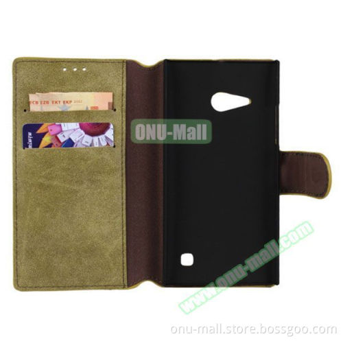 Frosted Wallet Style Phone Leather Flip Back Cover Case for Nokia Lumia 730